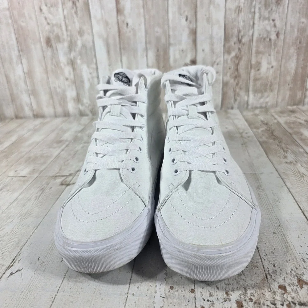 Vans Sk8-Hi High Top White Canvas Sneakers Womens 10.5 Mens 9‎ 751505
